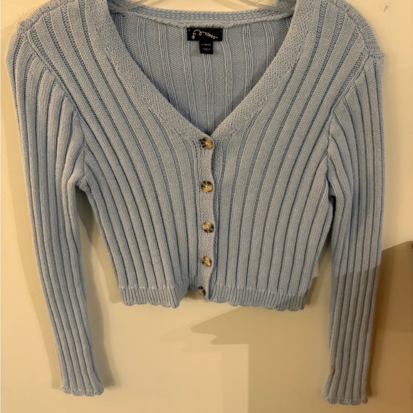 Art Class Women's V-Neck Sweater in Soft Blue - Picture 1 of 3